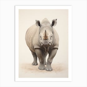 Simple Illustration Of A Rhino Walking 2 Art Print