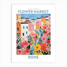 Rome Italy Blue Flower Market Floral Art Print Travel Print Plant Art Modern Style Art Print