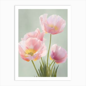 Bunch Of Tulips Flowers Acrylic Painting In Pastel Colours 1 Art Print