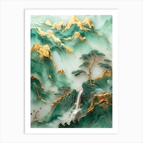 Gold Inlaid Jade Carving Scene 6 Art Print