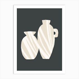 Striped Vases Beige Art Print