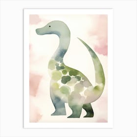 Baby Diplodocus Dinosaur Watercolour Illustration 1 Art Print