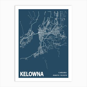 Kelowna Blueprint City Map 1 Art Print