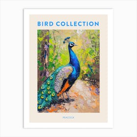 Brushstroke Peacock On The Gravel Path 2 Poster Art Print