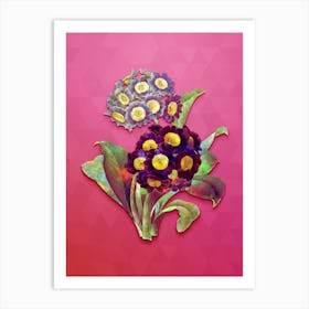 Vintage Mountain Cowslip Botanical Art on Beetroot Purple n.0403 Art Print