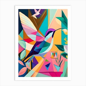 Hummingbird And Geometric Shapes Abstract Still Life 1 Art Print