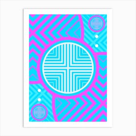 Geometric Glyph in White and Bubblegum Pink and Candy Blue n.0018 Art Print