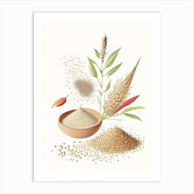 Sesame Seeds Spices And Herbs Pencil Illustration 1 Art Print