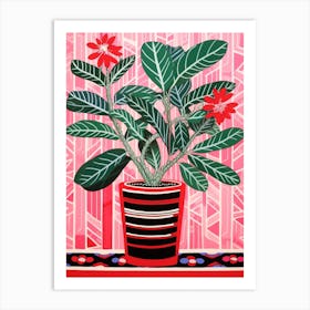 Pink And Red Plant Illustration Zz Plant Zamicro 3 Art Print