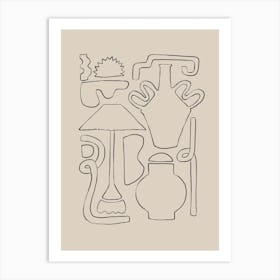 Drawing Of A Vase Line Drawing Art Print