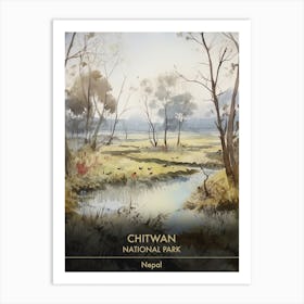 Chitwan National Park Nepal Watercolour 2 Art Print