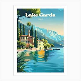 Lake Garda Italy Vibrant Art Illustration Art Print