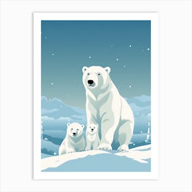 Winter Hugs; Oil Brushed Polar Bear Family Art Print