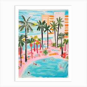 The Fontainebleau Miami Beach   Miami Beach, Florida   Resort Storybook Illustration 4 Art Print