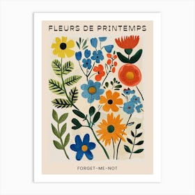 Spring Floral French Poster  Forget Me Not 2 Art Print