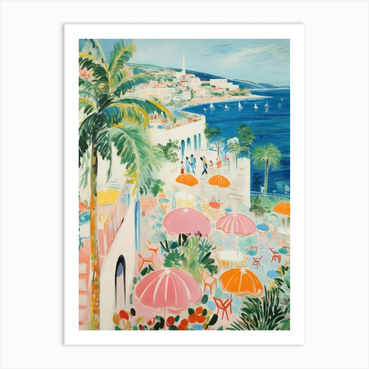 Capri Italy Beach Club Lido Watercolour 4 Art Print by MedArt - Fy