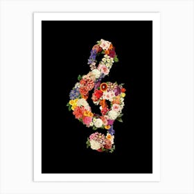 Flower Music Heart Art Print