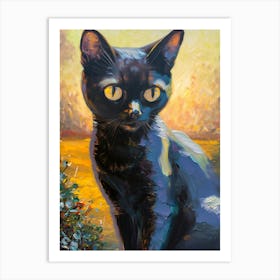 Black Cat Fine Art Oil Painting Art Print