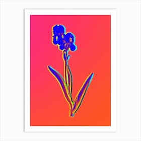 Neon Tall Bearded Iris Botanical in Hot Pink and Electric Blue n.0307 Art Print