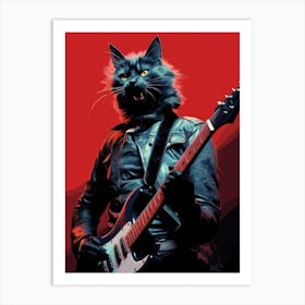 Cat With Guitar Art Print