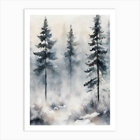 Winter Forest Pinetrees Art Print