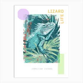 Turquoise Jamaican Iguana Abstract Modern Illustration 4 Poster Art Print