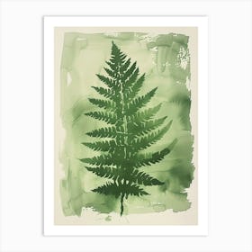 Green Ink Painting Of A Button Fern 3 Art Print