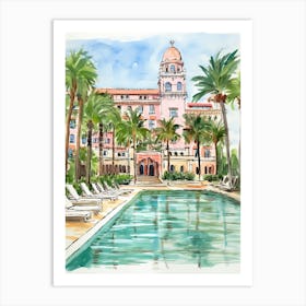 The Breakers Palm Beach   Palm Beach, Florida   Resort Storybook Illustration 2 Art Print