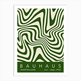 Green Wavy Bauhaus Art Print