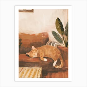 Cat Sleeping On The Couch 4 Art Print