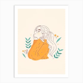 Illustration Of A Girl With Glasses Art Print