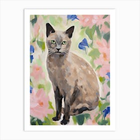 A Burmese Cat Painting, Impressionist Painting 4 Art Print