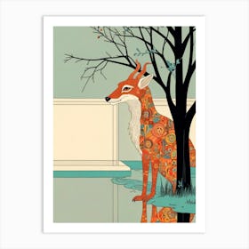 Fox In Water Art Print