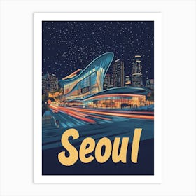 Aihrgdesign A Retro Travel Poster For Seoul Art Print