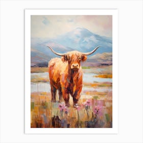 Colourful Impressionism Style Painting Of A Highland Cow 2 Art Print