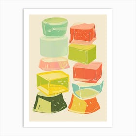 Fruity Jelly Cubes Beige Illustration 3 Art Print