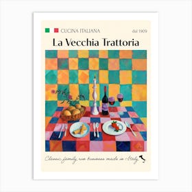 La Vecchia Trattoria Trattoria Italian Poster Food Kitchen Art Print