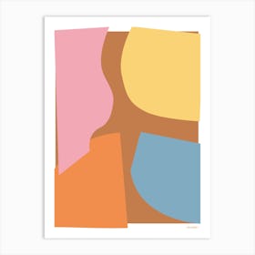 Collage Pink Yellow Orange Brown Graphic Abstract Art Print