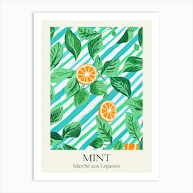 Marche Aux Legumes Mint Summer Illustration 4 Art Print