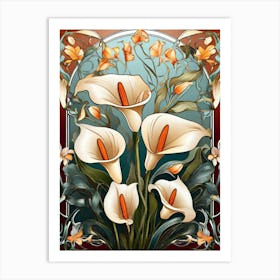 Default Stylized Colorful Design Of Arum Lilies In Art Nouveau 1 (2) Art Print