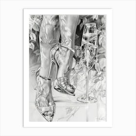 Champagne Glass And Heels Art Print