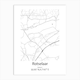 Rotselaar,Belgium Minimalist Map Art Print