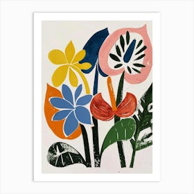 Painted Florals Flamingo Flower 2 Art Print