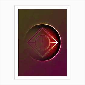 Geometric Neon Glyph on Jewel Tone Triangle Pattern 119 Art Print