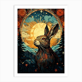 A Rabbit In The Sky With Stars Art Print