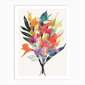 Heliconia 1 Collage Flower Bouquet Art Print