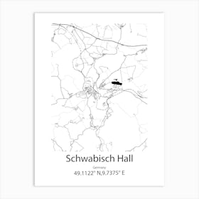 Schwabisch Hall,Germany Minimalist Map Art Print