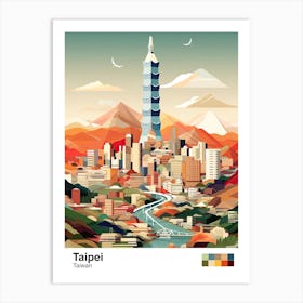Taipei,Taiwan, Geometric Illustration 2 Poster Art Print