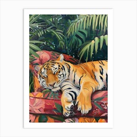 Tiger On Couch Art Print