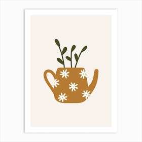 Daisy Teapot Vase Art Print